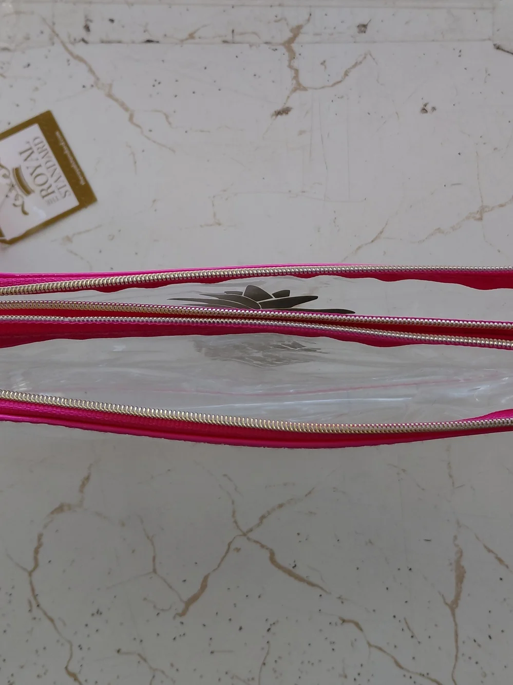 Clear Pineapple Cosmetic Pouch with Hot Pink Trim